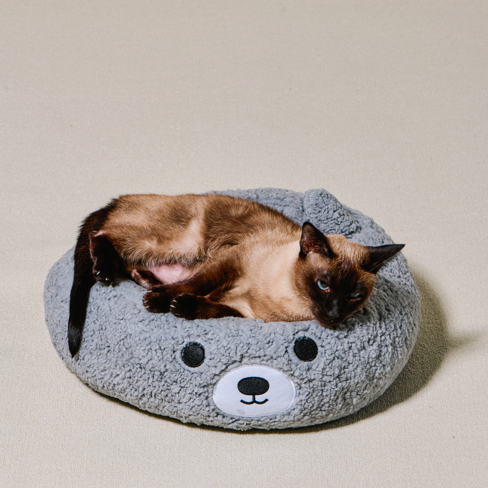 개과천선 버블곰 원방석 고양이 방석 귀여운 강아지 꿀잠 침대 털원단 분리세탁 반려묘 - 상세 이미지 2