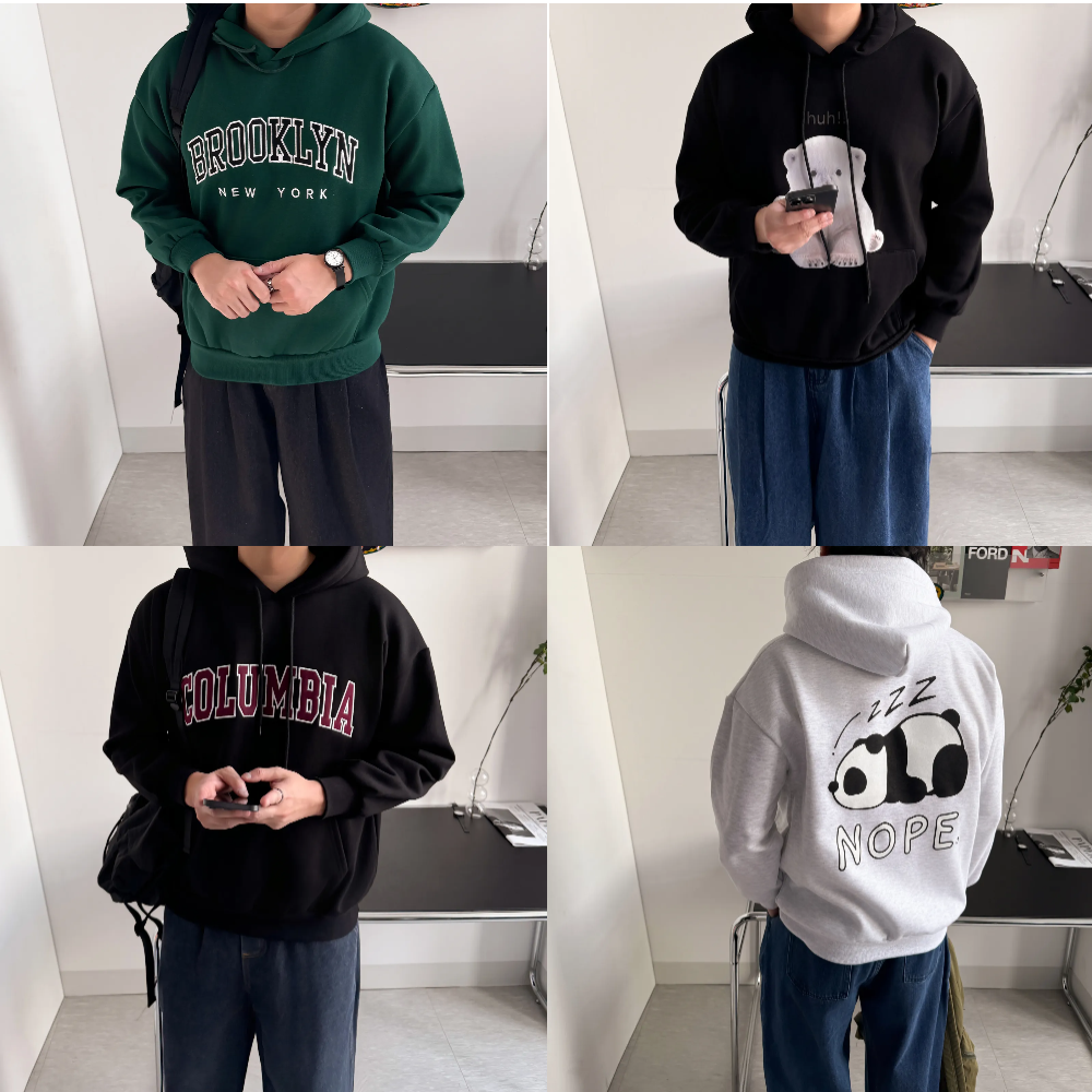 1+1 남자기모후드티 커플후드 어깨넓어보이는옷 4종 - 상세 이미지 5