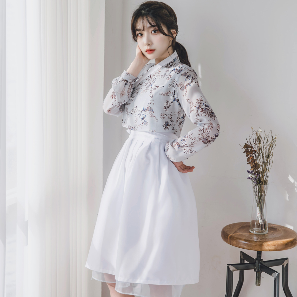 소단 화이트 허리치마 생활한복 개량 계량 퓨전 반티 - 상세 이미지 3