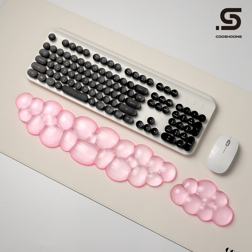 쿠슝 구름 마우스손목받침대 키보드 손목 받침대 팜레스트 투명 패드 쿠션 보호대 L 세트 - 상품 이미지