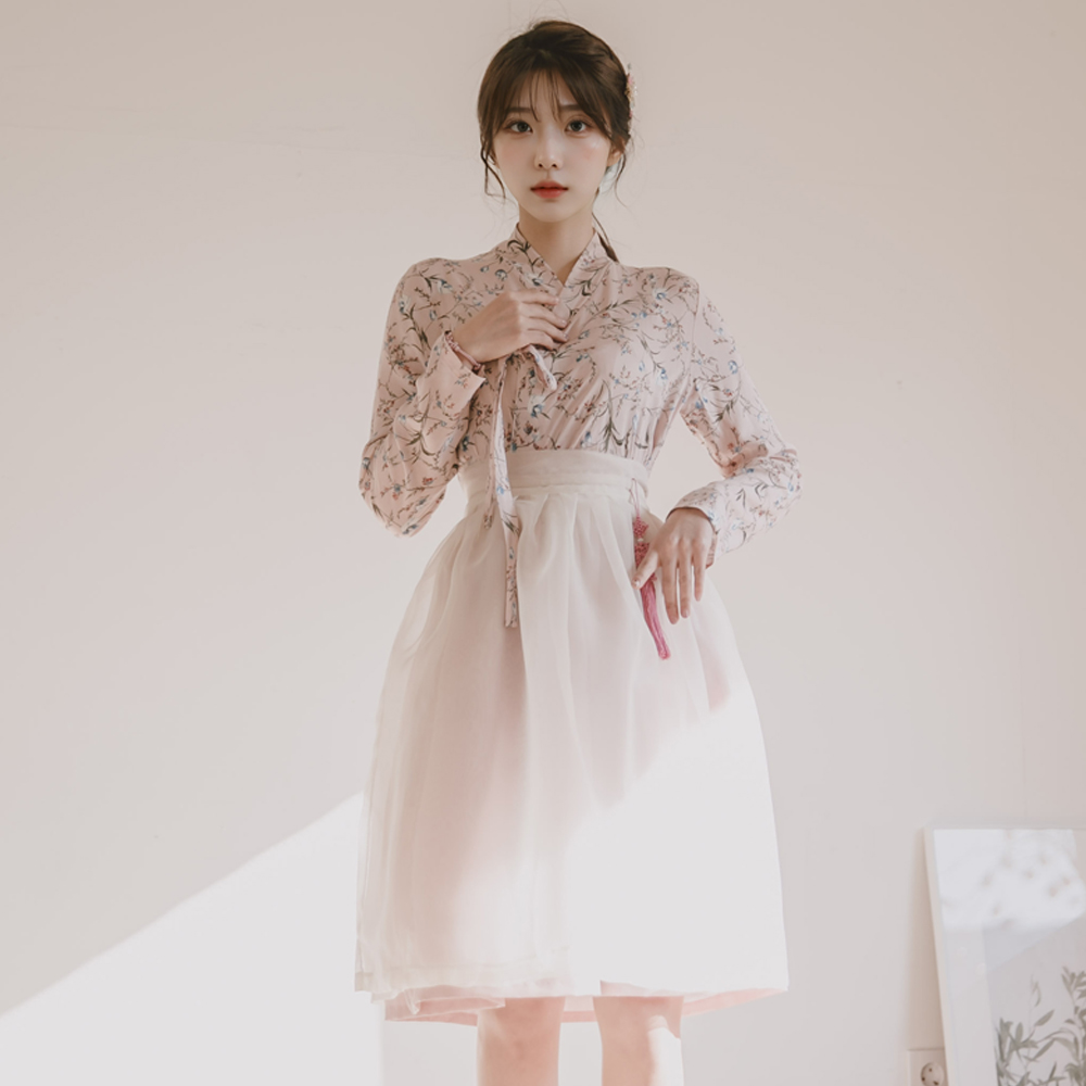 나비잠 하양 쉬폰 허리치마 생활한복 개량 계량 퓨전 반티 - 상세 이미지 2