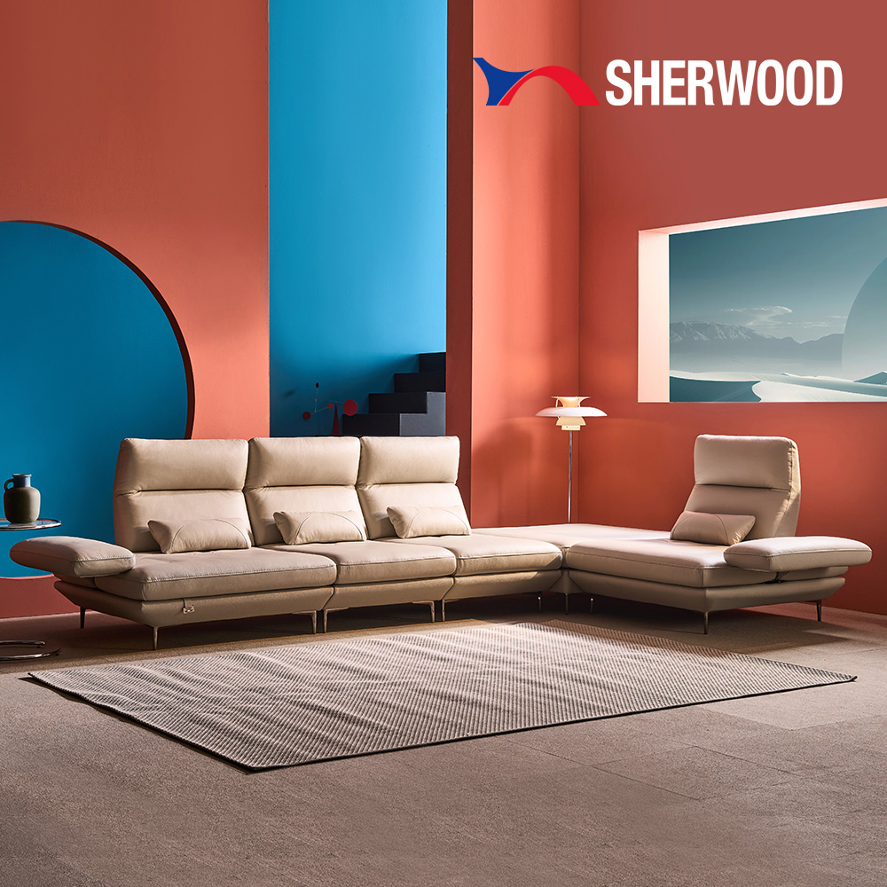 쉐우드가구 몰리 이태리 천연통가죽 스윙 소파 8인용 코너형 / 국내제조 자재등급E0