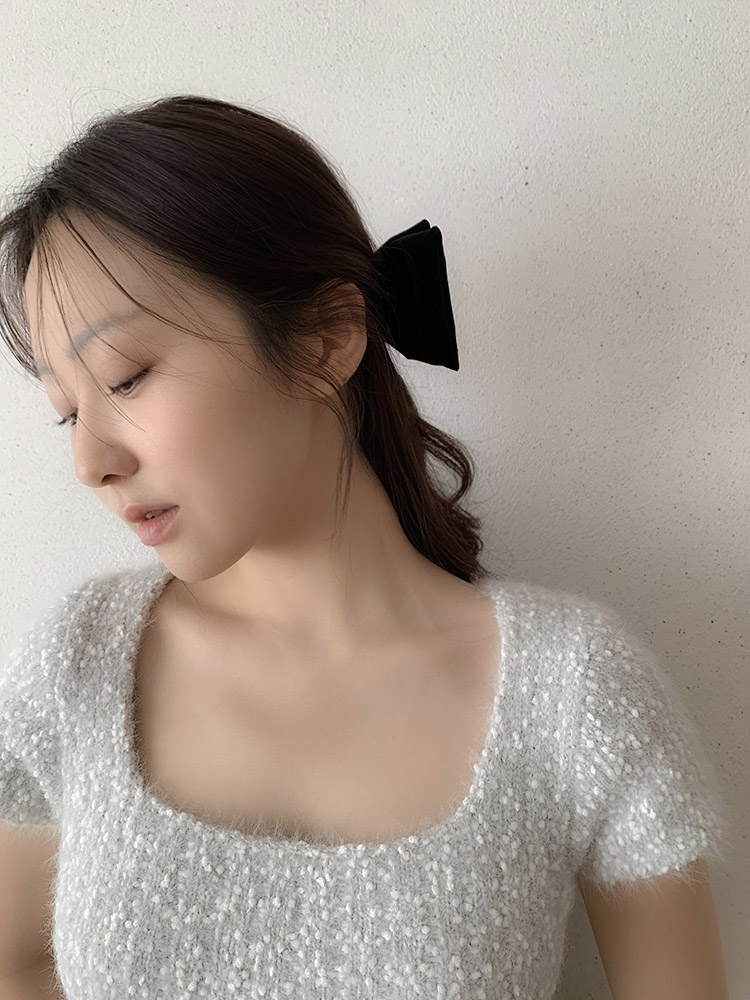 [신소재] 먼지 안 묻는 벨벳 헤어클립 - 블랙리본 반묶음 올림머리 핸드메이드 헤어핀 이미지 6