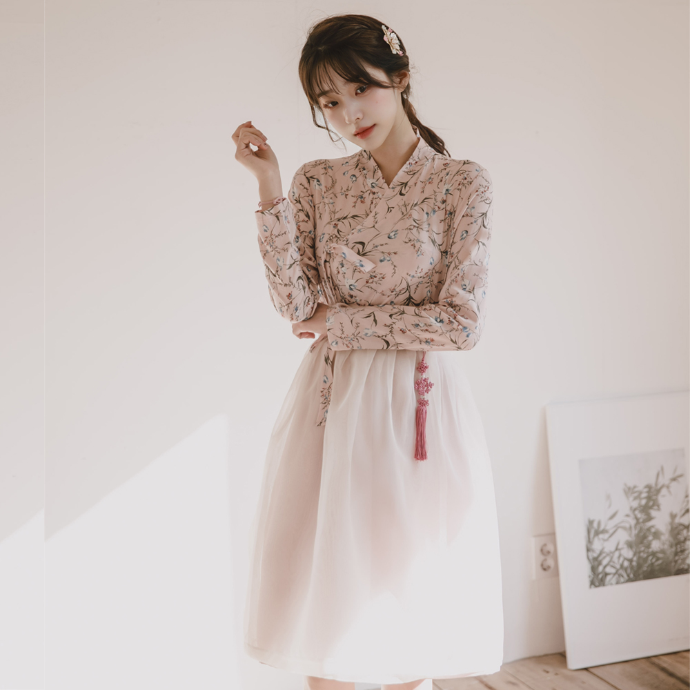 나비잠 하양 쉬폰 허리치마 생활한복 개량 계량 퓨전 반티 - 상세 이미지 3