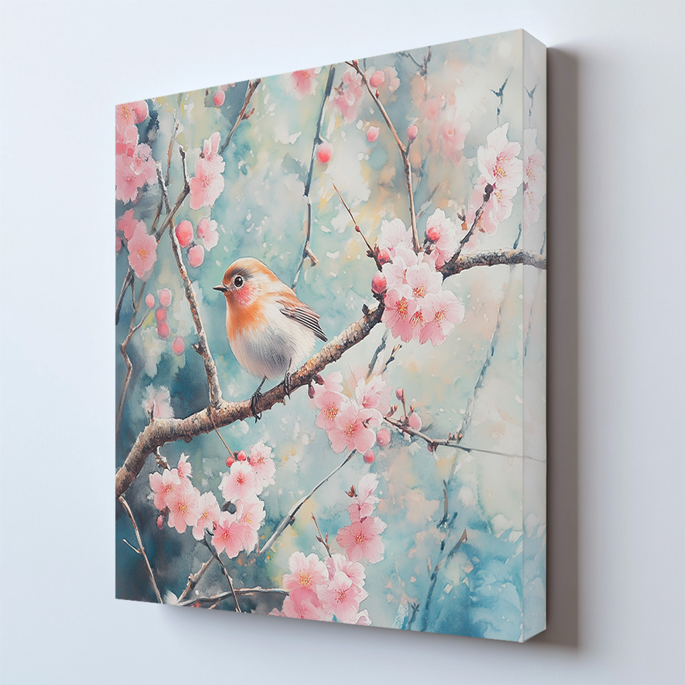 벚꽃새 80cm X 80cm 캔버스액자 - 상세 이미지 3