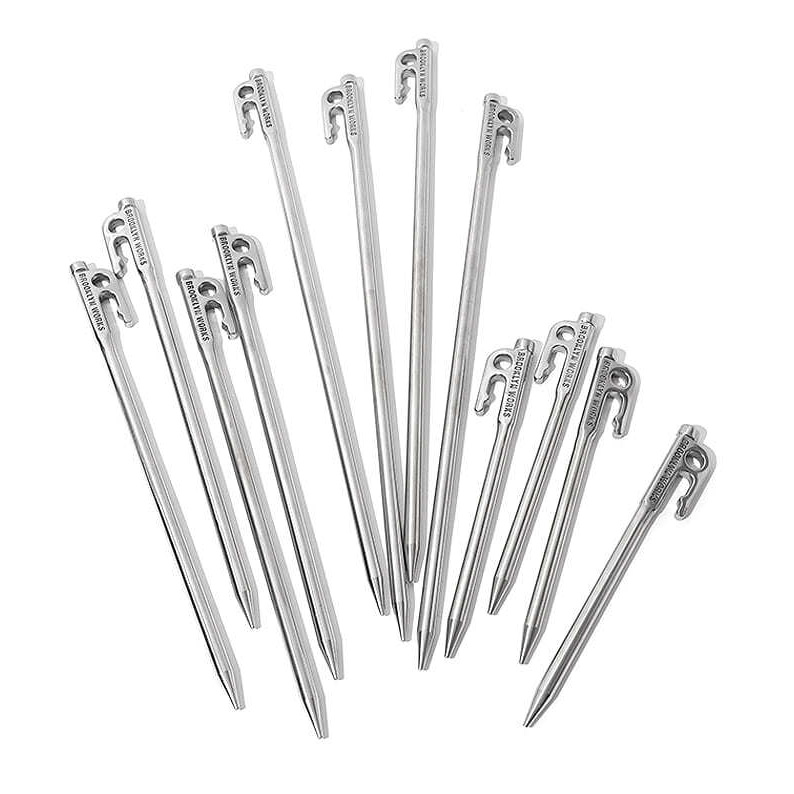 브루클린웍스 스테인리스 스틸 팩 40cm 4p 1set 캠핑 단조 스텐 타프 텐트 고강도 팩다운 - 상세 이미지 5