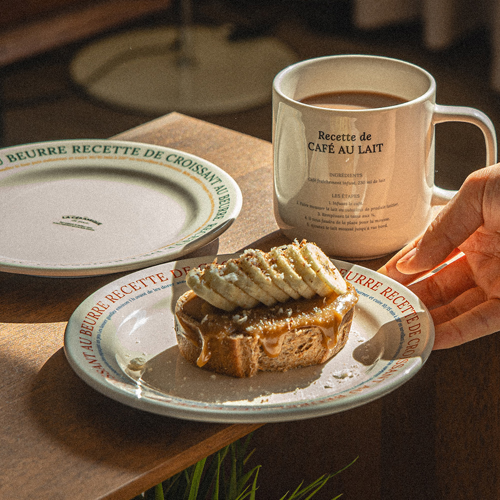 라세라미끄 레시피 빈티지 레터링 원형접시 앞 접시 디저트 카페 브런치 플레이팅 플레이트 18cm