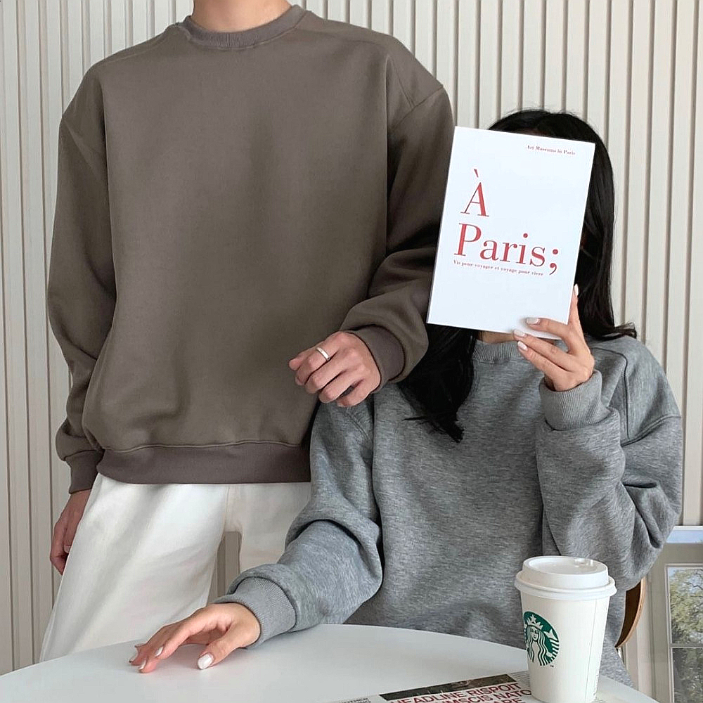 코다 맨투맨 기모 티셔츠 오버핏 커플 무지 여성 남성 빅사이즈 후드티 후드집업 겨울 긴팔