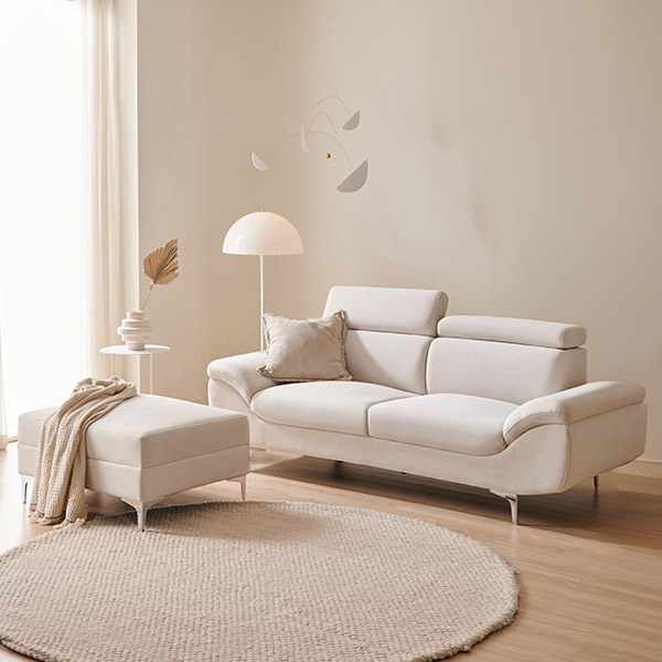 [삼익가구]뉴니드 3인용 아쿠아텍스 헤드틸팅 소파(스툴포함)