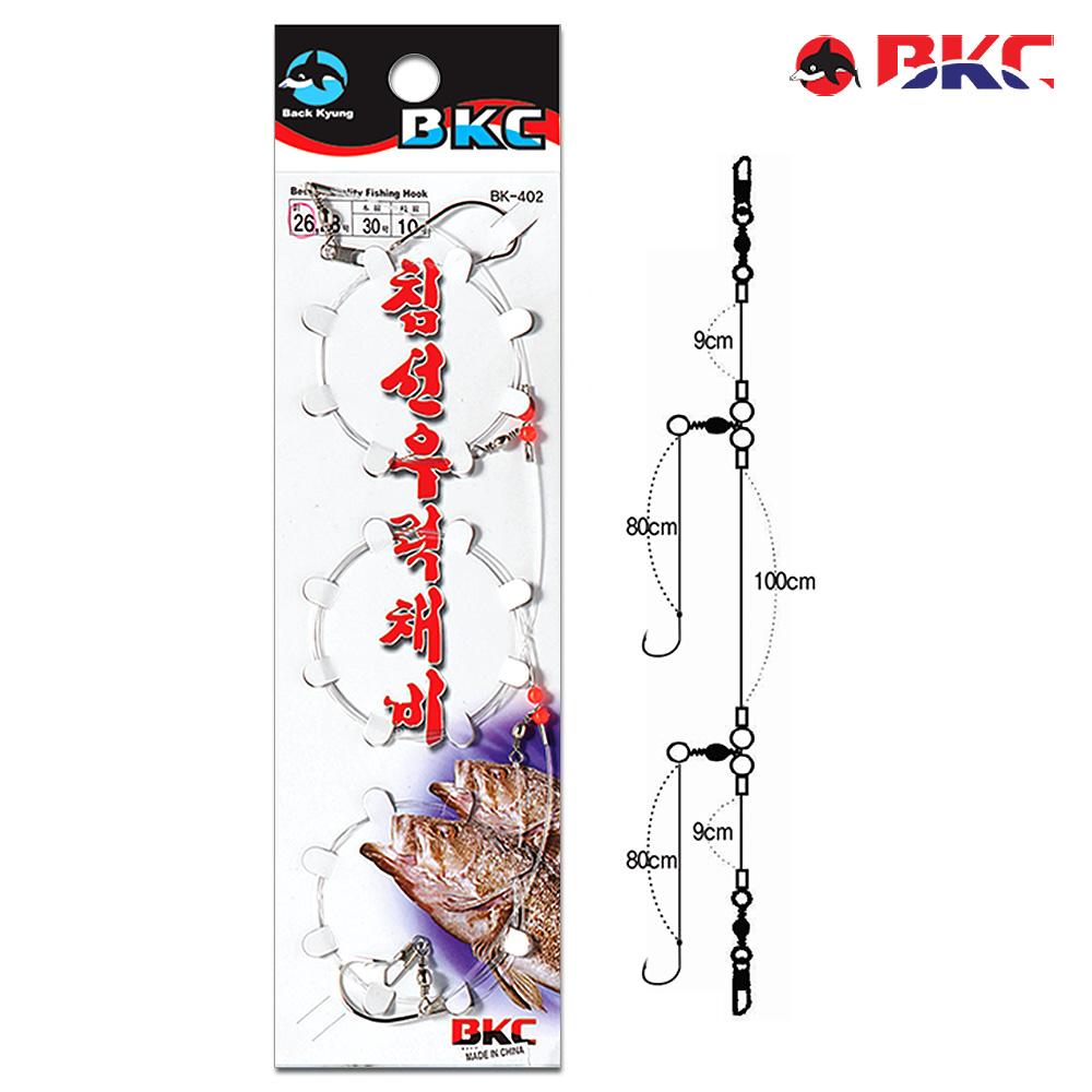 백경 우럭채비 2단 선상 침선 우럭 바늘 채비 BK-402 - 메인 이미지