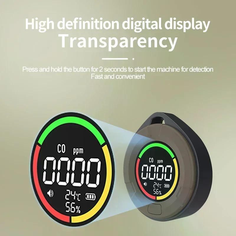 캠핑추천 일산화탄소 감지기 CO CO2 공기질 휴대용 모니터 LED 스크린 usb 충전 카키(PTH-10D) - 상세 이미지 3