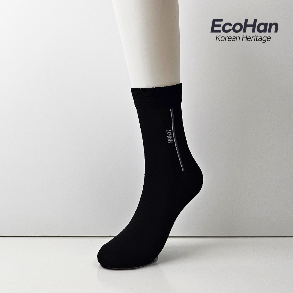 골프아토 EcoHan 한지양말 중목 남성용 한지 63% 함유 블랙라인 - 메인 이미지