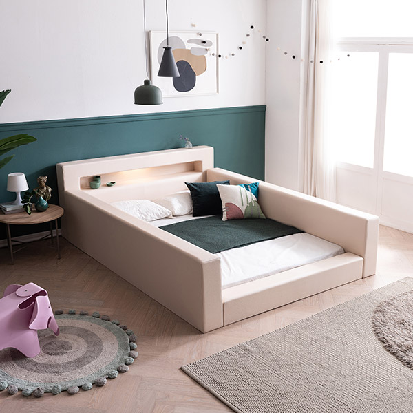 [삼익가구]토리노 LED 가드형 가죽 침대(마그누스 65T 케미컬폼-퀸)