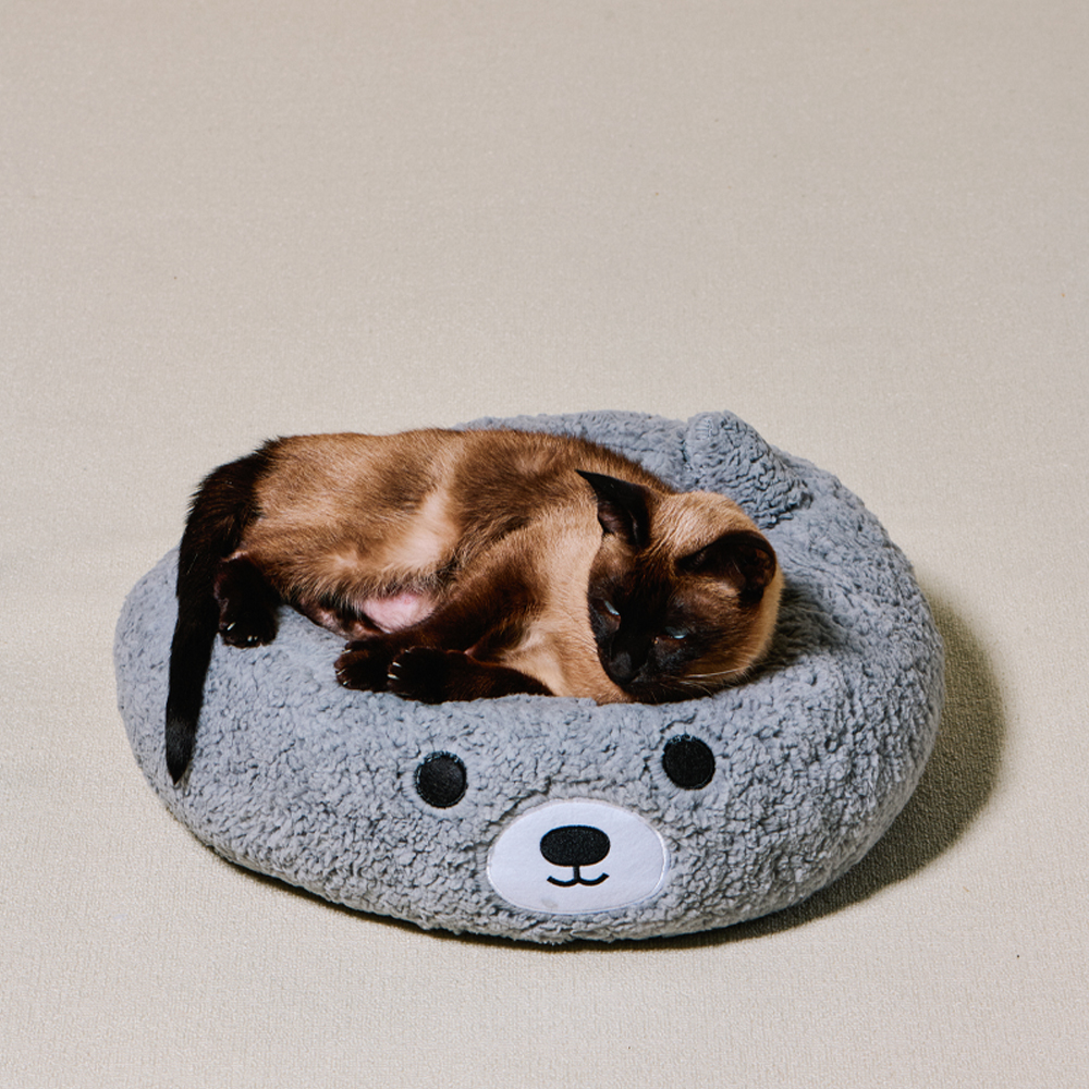 개과천선 버블곰 원방석 고양이 방석 귀여운 강아지 꿀잠 침대 털원단 분리세탁 반려묘 - 상세 이미지 3