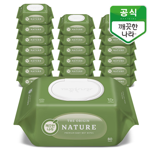 깨끗한나라 디 오리진 네이처 물티슈 캡 80매 x 20입