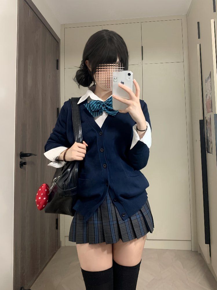 무료반품 여성용 오리지널 스웨터 카디건 자켓 초가을 대학 루즈 한 교복 짙은 회색 긴팔 니트 탑 진회색 S(39-45kg) - 상세 이미지 5
