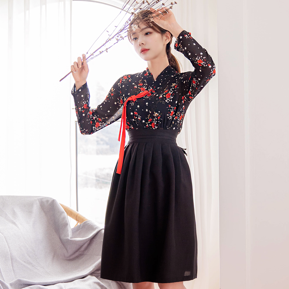 뭇별 블랙 허리치마 생활한복 개량 계량 퓨전 반티 - 상세 이미지 5