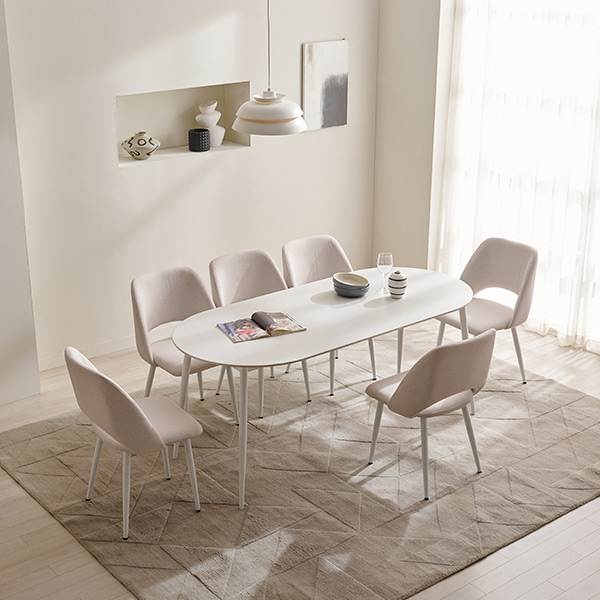 [삼익가구]클랜 타원형 통세라믹 6인용 1800 식탁세트(의자6)