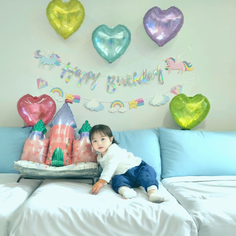 생일 파티 풍선 세트 생일 축하 이벤트 용품 포토존 꾸미기 샤이닝 유니콘 - 상세 이미지 2