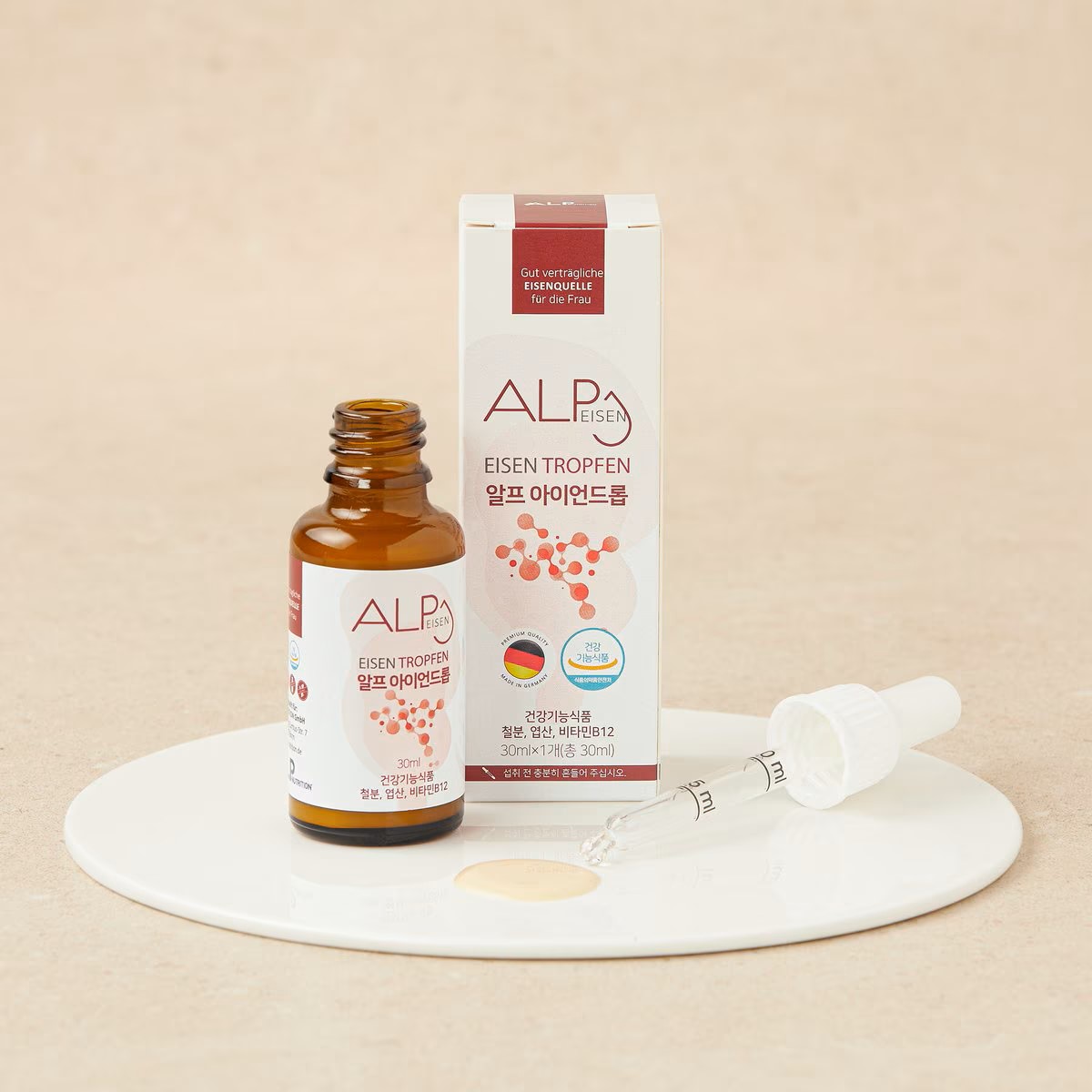 [독일 최우수상 철분제] 알프뉴트리션 프리미엄 무설탕 어린이철분제 임산부철분제 알프아이언드롭 철분 30ml, 6개