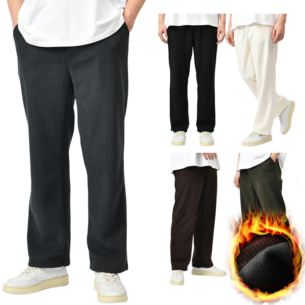 남자 코듀로이팬츠 골덴 와이드 기모 스판 밴딩 겨울 팬츠 - 상세 이미지 2