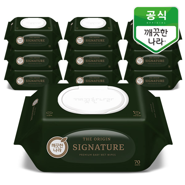 깨끗한나라 디 오리진 시그니처 물티슈 캡 70매 x 10입