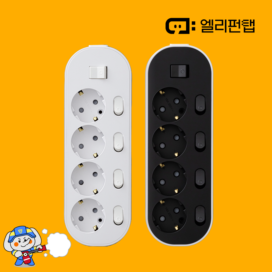 엘리펀탭 자동소화 멀티탭 멀티콘센트 과부하차단 안전 개별형 4구 6구 1.5M/3M/5M