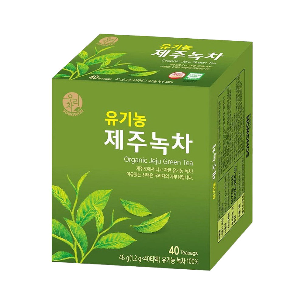 송원 유기농 제주 녹차 40T 커피대신 마시는 사무실 차 : 냠냠공장