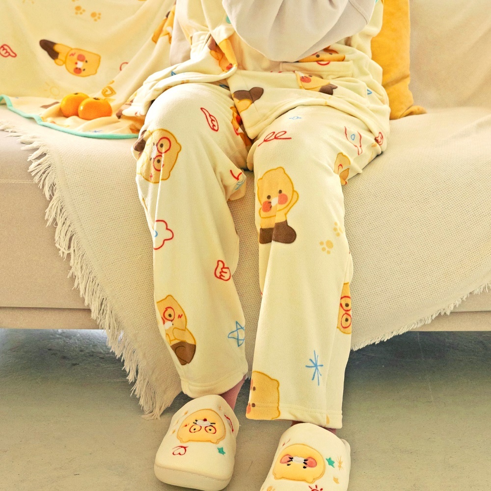 카카오프렌즈 드로잉 수면바지 캐릭터 춘식이 라이언 어피치 극세사 여성 잠옷 - 메인 이미지