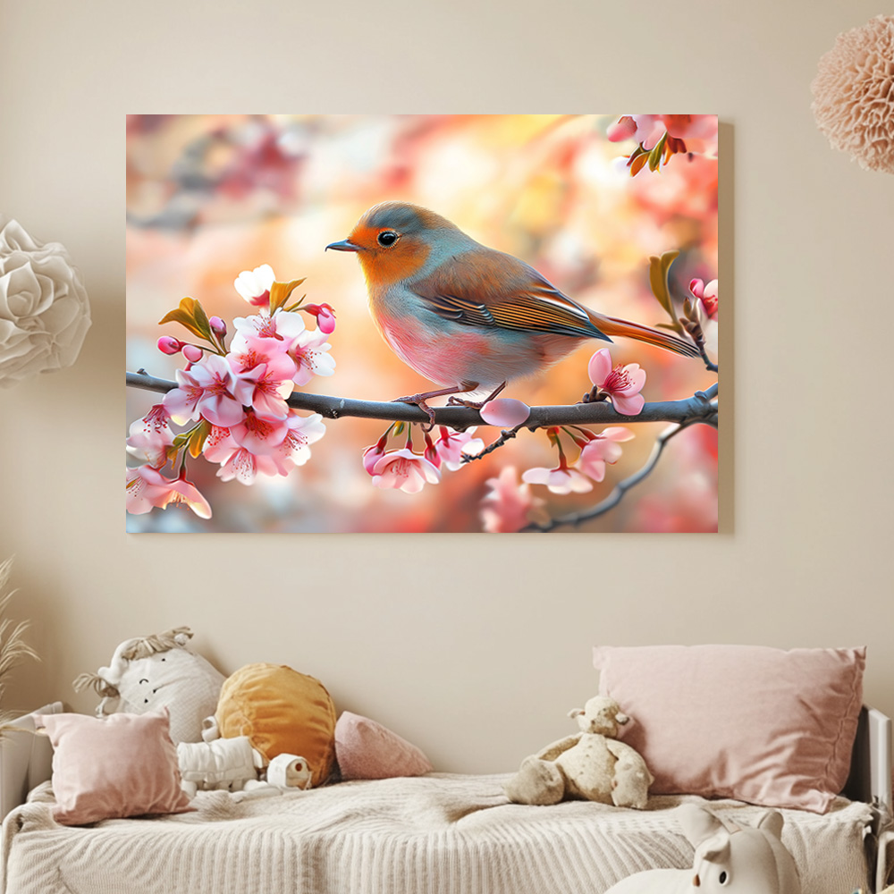 벚꽃새 45cm x 45cm 캔버스액자 이미지 8