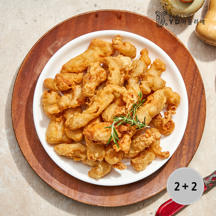 [야들리애] 국내산 후라이드 닭 껍질 튀김 250g, 2개+2개