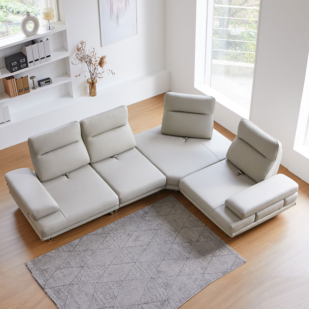 모던홈즈 디셈버 천연가죽 스윙 4인 코너형 소파