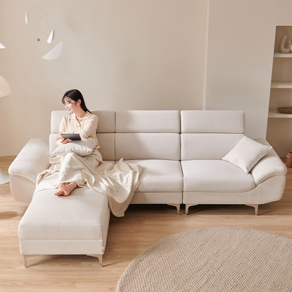 [삼익가구]뉴니드 4인용 아쿠아텍스 헤드틸팅 소파(스툴포함)