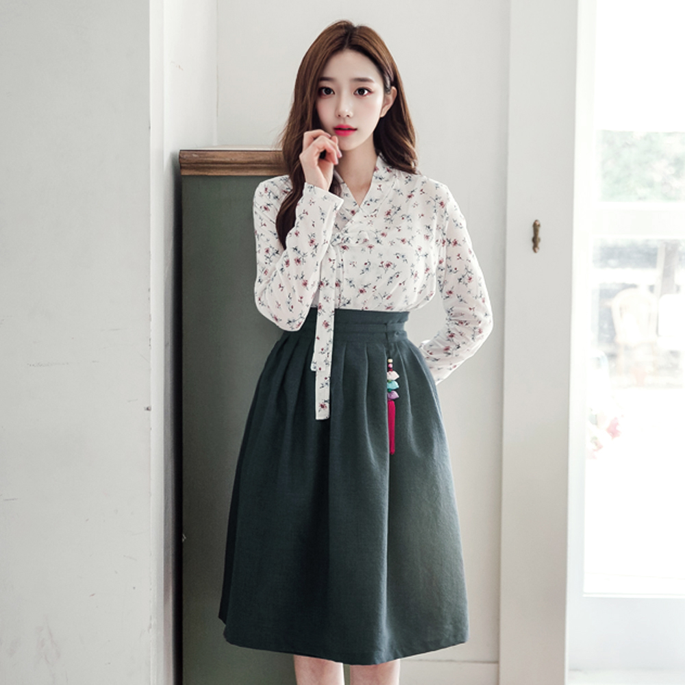 백담 차콜 허리치마 생활한복 개량 계량 퓨전 반티