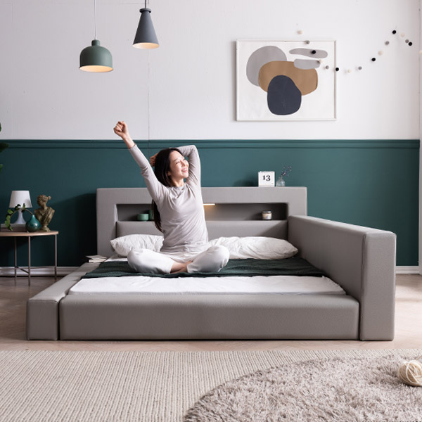 [삼익가구]토리노 LED 밸런스 가죽 침대(마그누스 65T 케미컬폼-퀸)