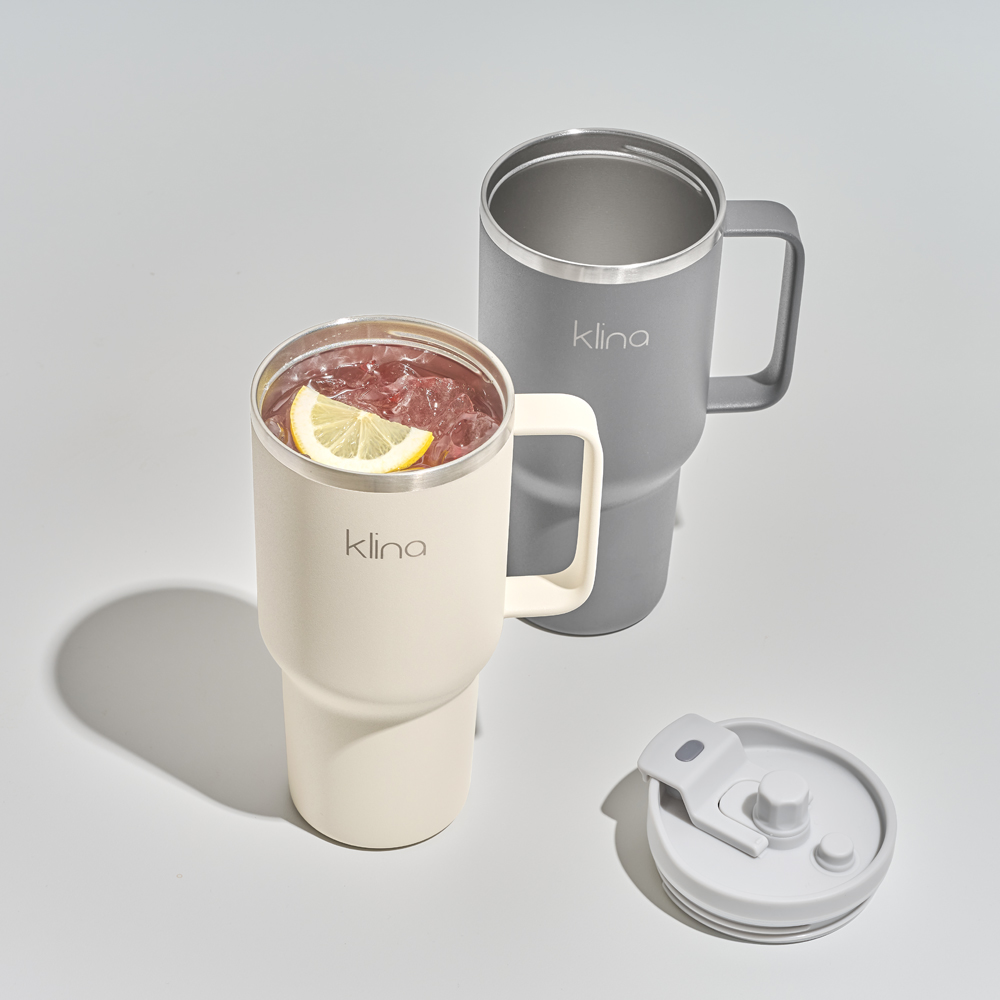클리나 대용량 텀블러 보온보냉 빨대 텀블러 900ml, 크림 - 상세 이미지 4