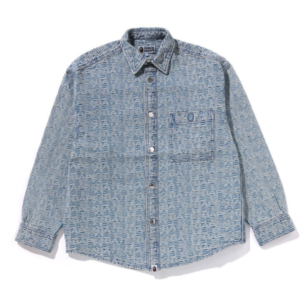 베이프 셔츠 LUX SPORT PATTERN JACQUARD 10OZ DENIM SHIRTS 1K80-131-002 - 상품 이미지