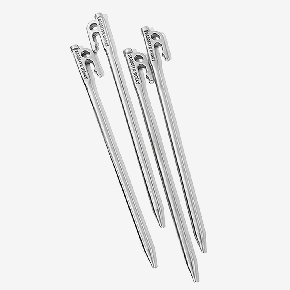 브루클린웍스 스테인리스 스틸 팩 30cm 4p 1set 캠핑 단조 스텐 타프 텐트 고강도 팩다운