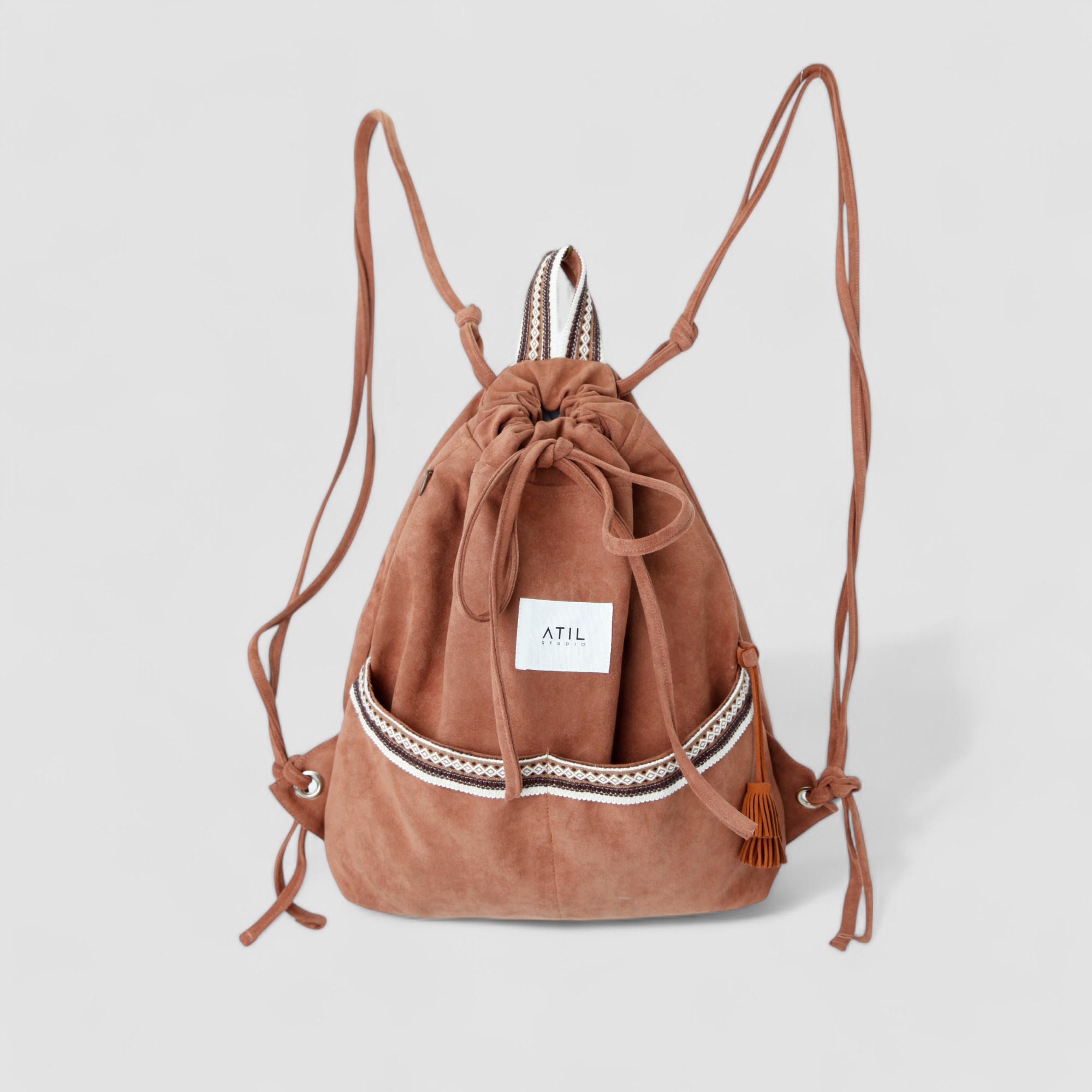 [ATIL STUDIO] 스웨이드 데일리 스트링 백팩 노르딕.ver_[브라운]