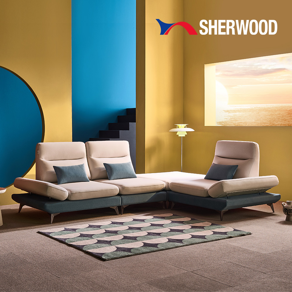 쉐우드가구 주벨리 6인용 코너형 블렌트 패브릭 기능성 스윙 소파