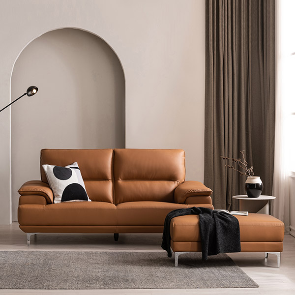 [삼익가구]아르더 프리미엄 천연면피 소가죽 3인용 소파(스툴포함)