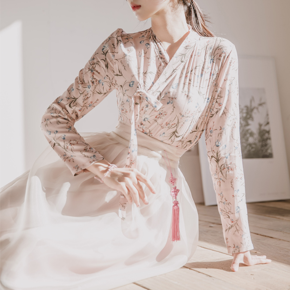 나비잠 하양 쉬폰 허리치마 생활한복 개량 계량 퓨전 반티 이미지 8