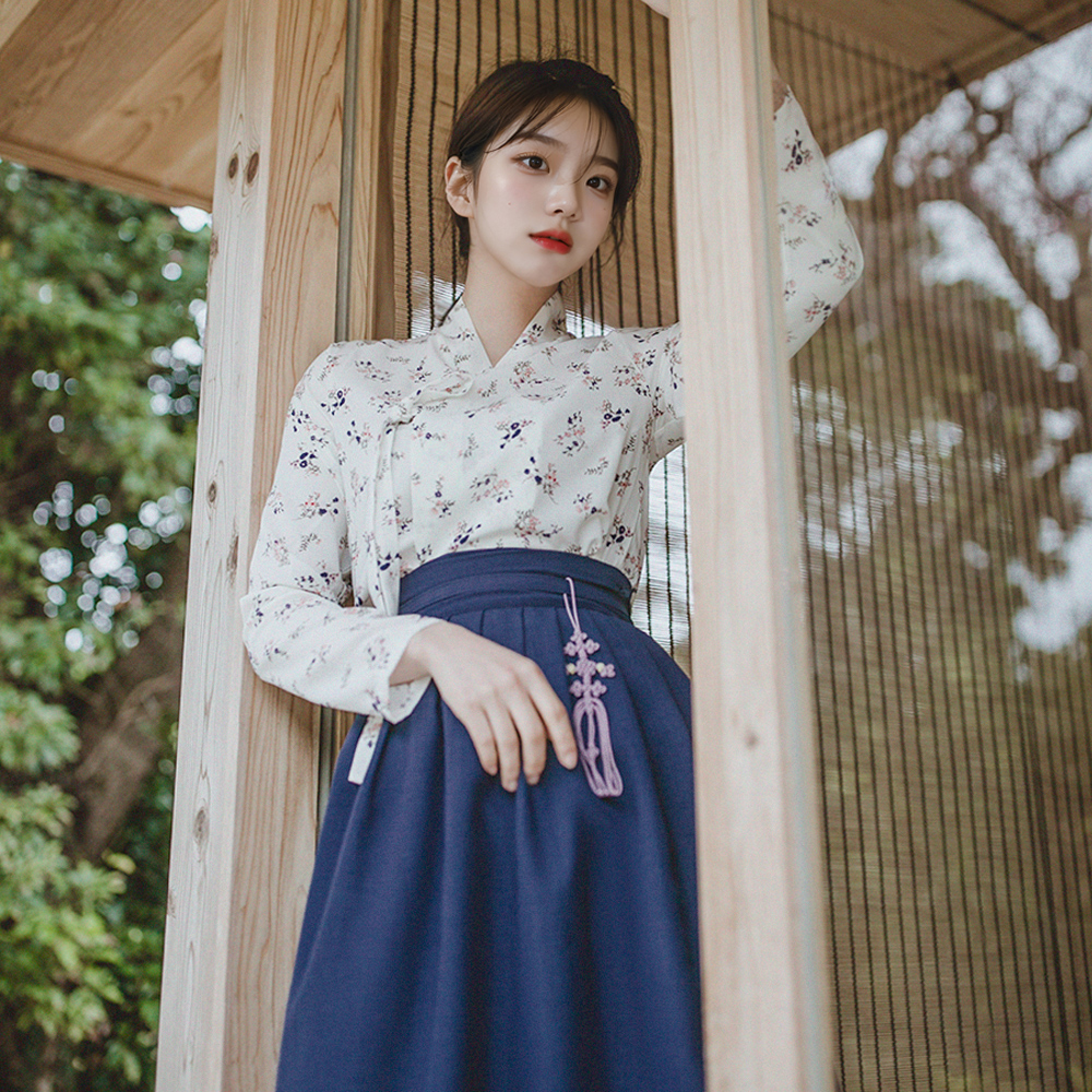 차미 네이비 허리치마 생활한복 개량 계량 퓨전 반티 - 상세 이미지 4