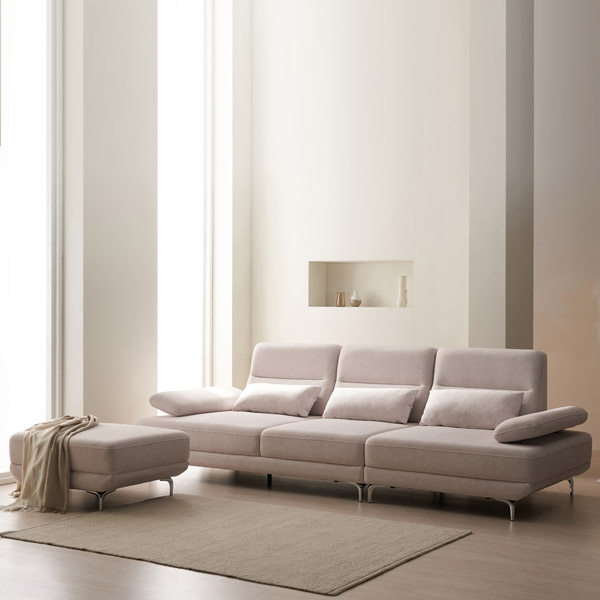 [도착보장] 삼익가구 모딘 스윙형 4인 기능성 소파 스툴포함, 오트밀