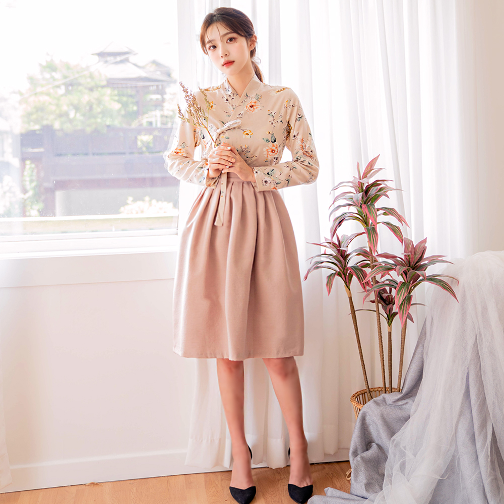 한빛 베이지 허리치마 생활한복 개량 계량 퓨전 반티 - 상세 이미지 3