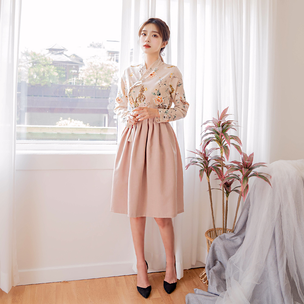 한빛 베이지 허리치마 생활한복 개량 계량 퓨전 반티 - 상세 이미지 4