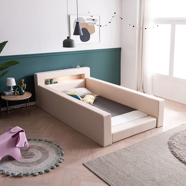 [삼익가구]토리노 LED 가드형 가죽 침대(슬립웰 파워 본넬 매트-슈퍼싱글)