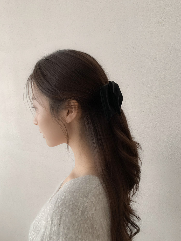 [신소재] 먼지 안 묻는 벨벳 헤어클립 - 블랙리본 반묶음 올림머리 핸드메이드 헤어핀 이미지 7