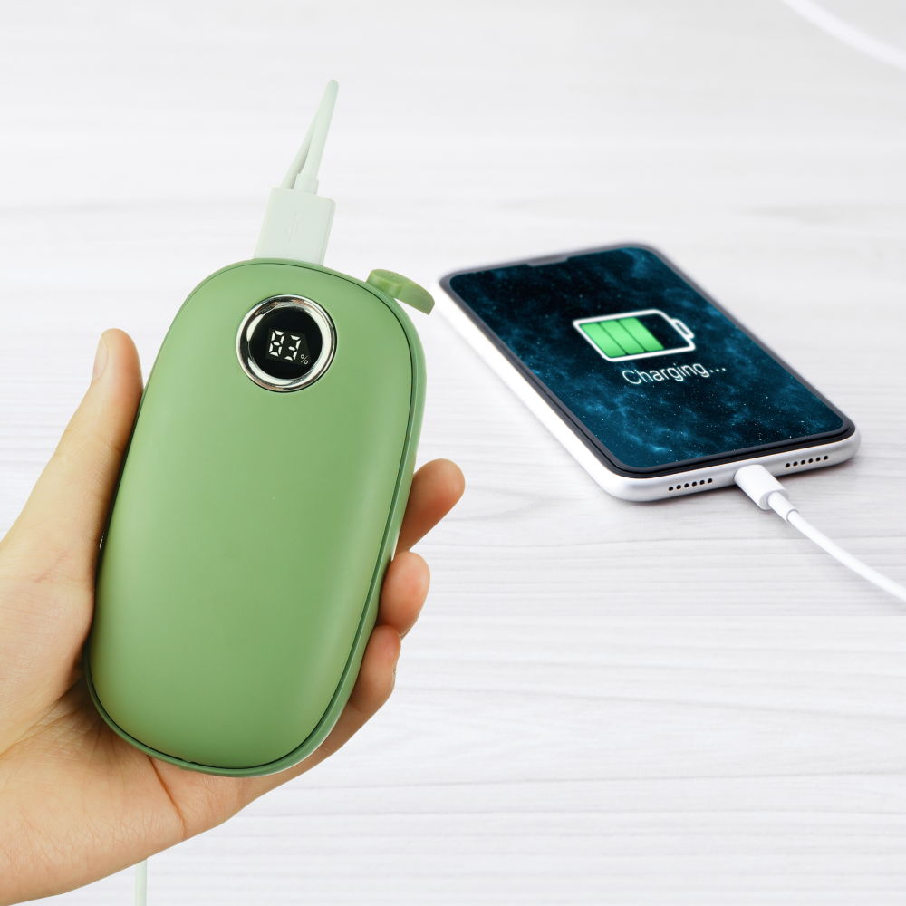 손난로 보조배터리 대량구매 충전식 휴대용 전기핫팩 온도조절 핫팩 배터리 카키 1+1