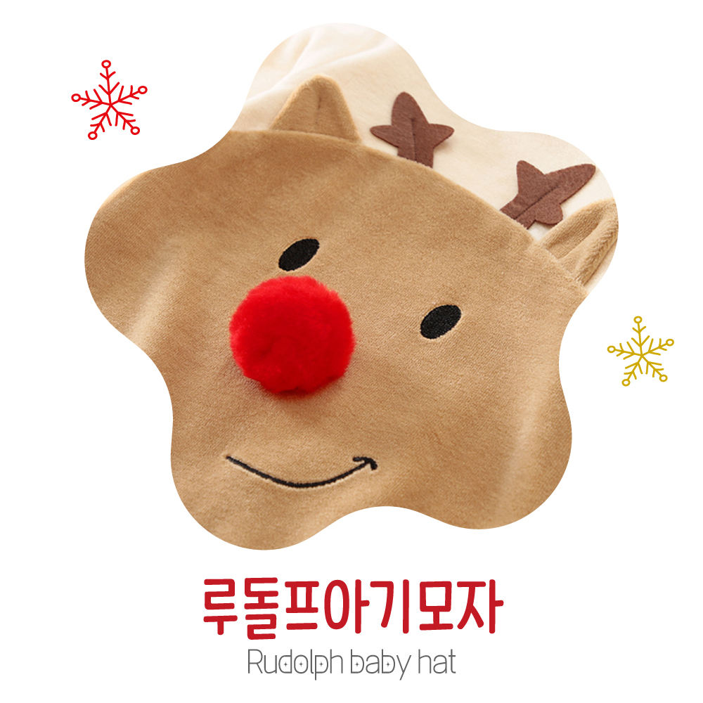 루돌프아기모자 아기 산타옷 신생아 크리스마스 옷 아기롬퍼 6개월 돌 50일 백일 바디수트 선물 유아 - 상세 이미지 2